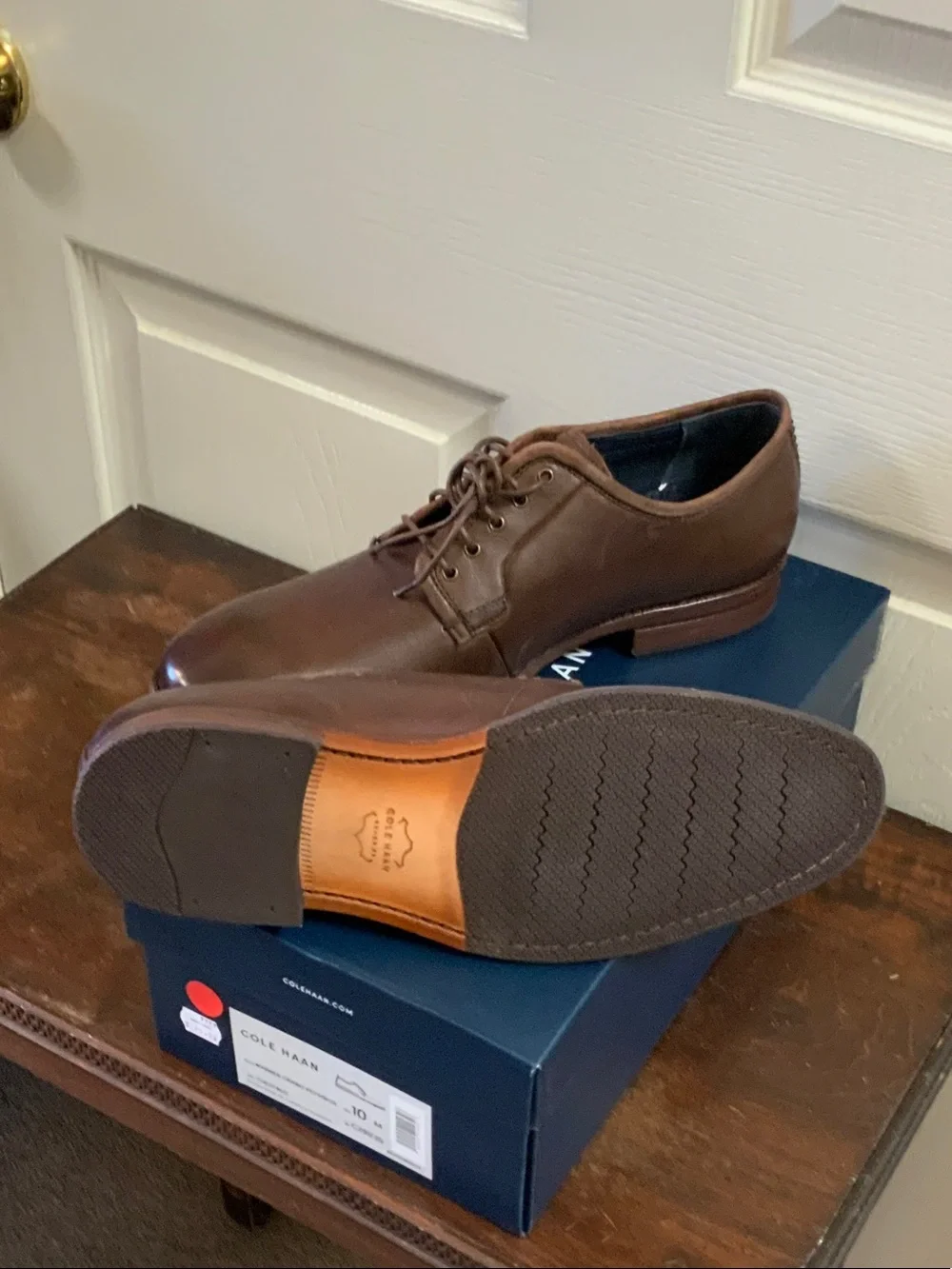 Cole Haan Men's Brown Leather Oxford Lace-Ups